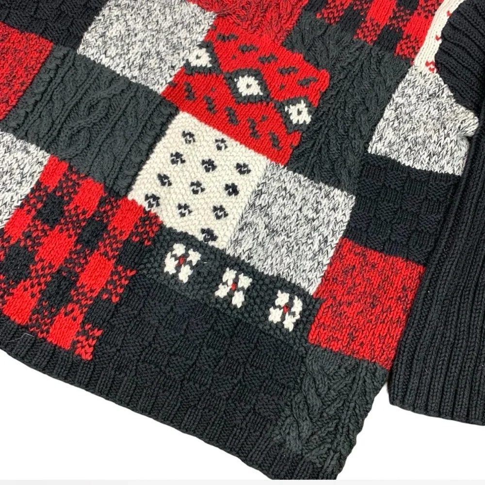 Liz Claiborne Red and Black Patchwork Sweater - Picture 6 of 7
